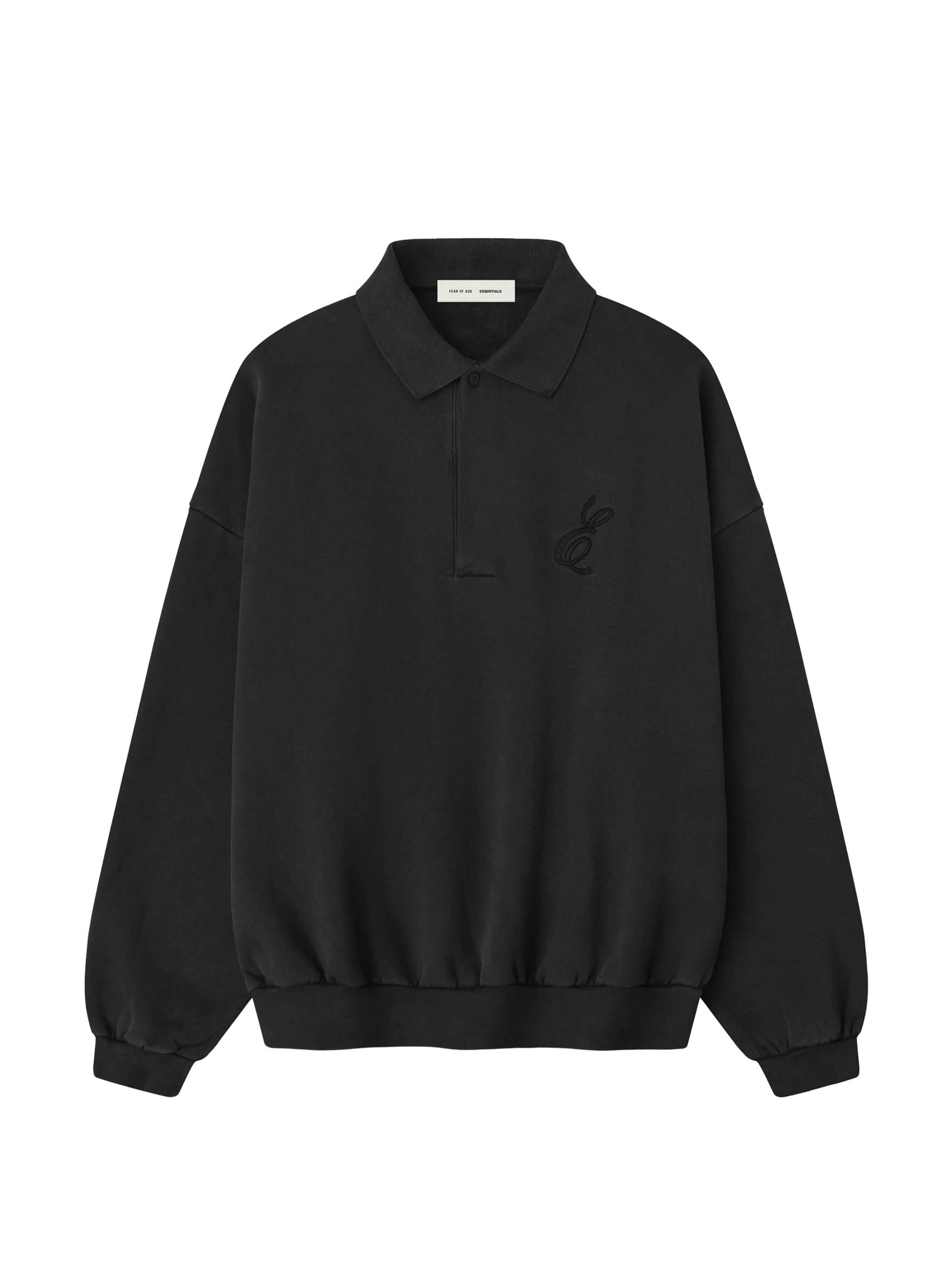 Fear of God Essentials Classic Fleece Polo in Vintage Black