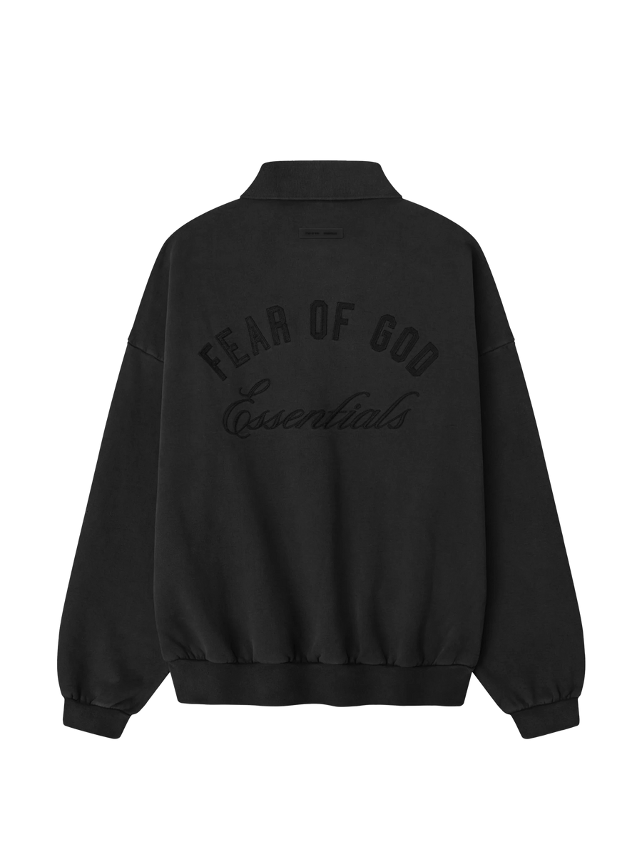 Fear of God Essentials Classic Fleece Polo in Vintage Black