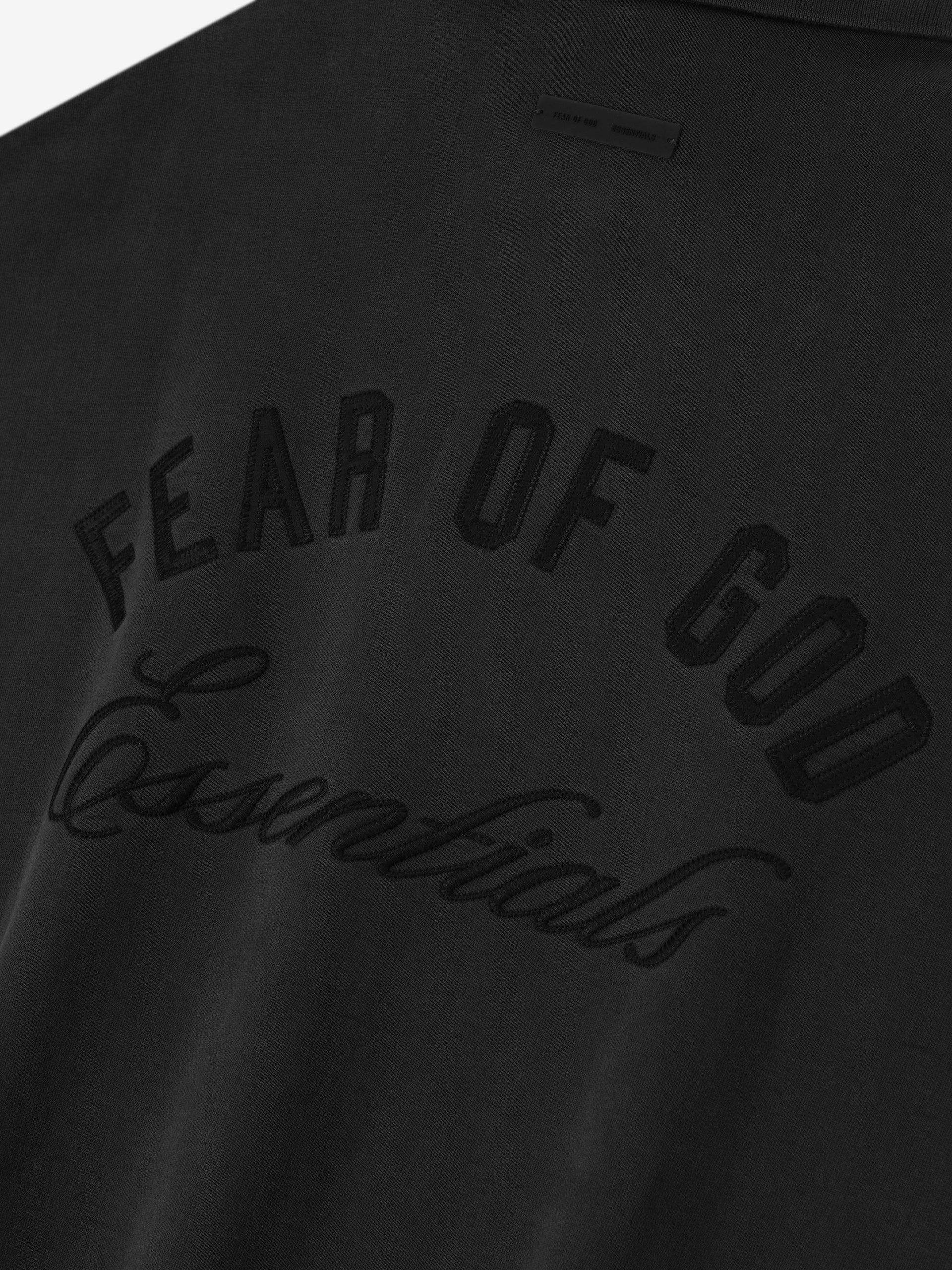 Fear of God Essentials Classic Fleece Polo in Vintage Black