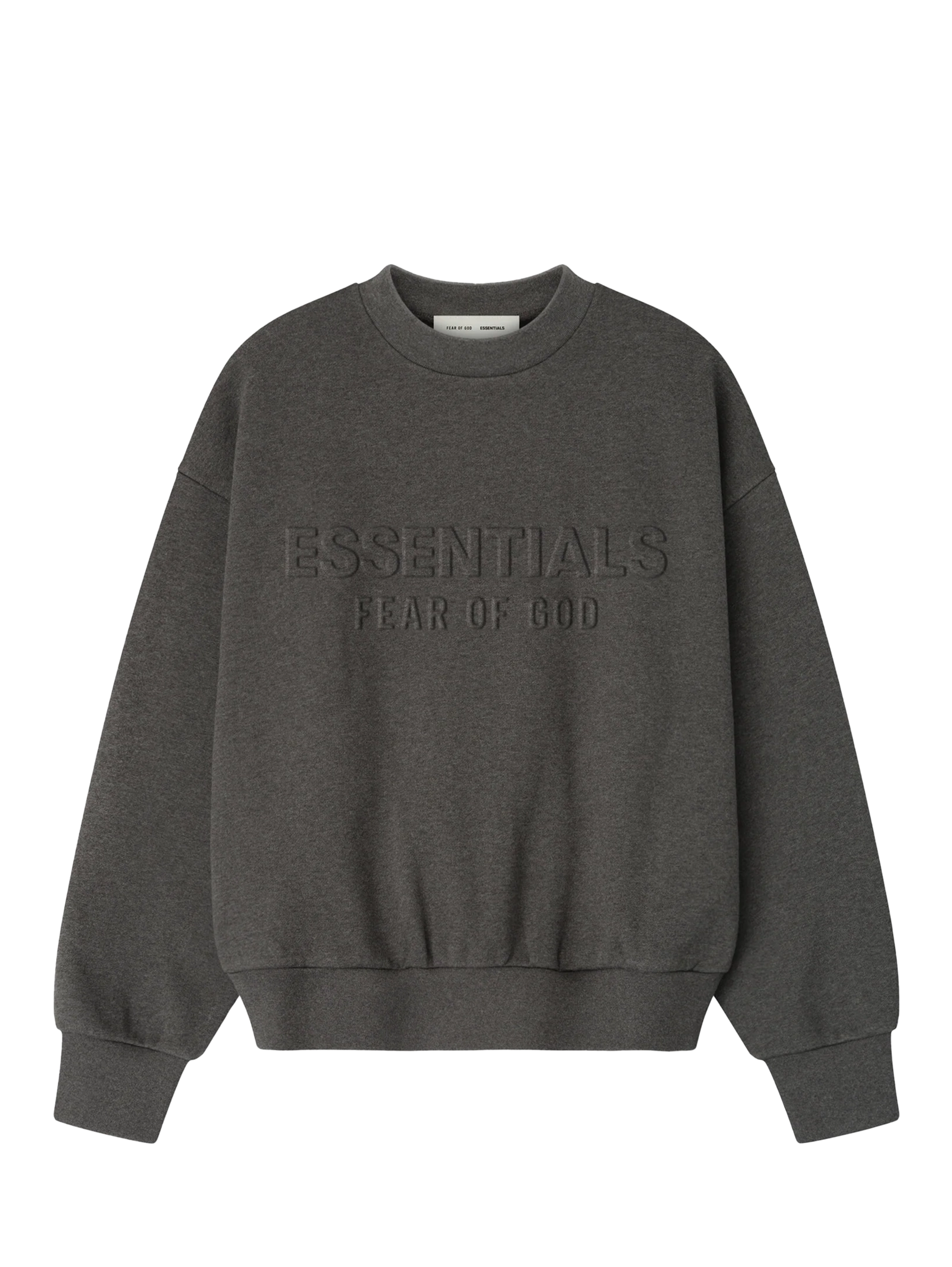 Fear of God Essentials Embossed Classic Crewneck Sweatshirt Charcoal Heather