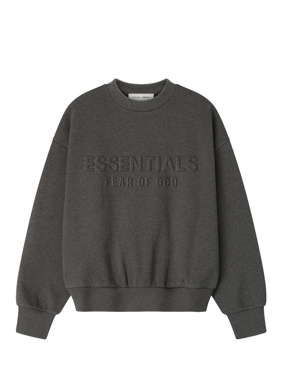 Fear of God Essentials Embossed Classic Crewneck Sweatshirt Charcoal Heather