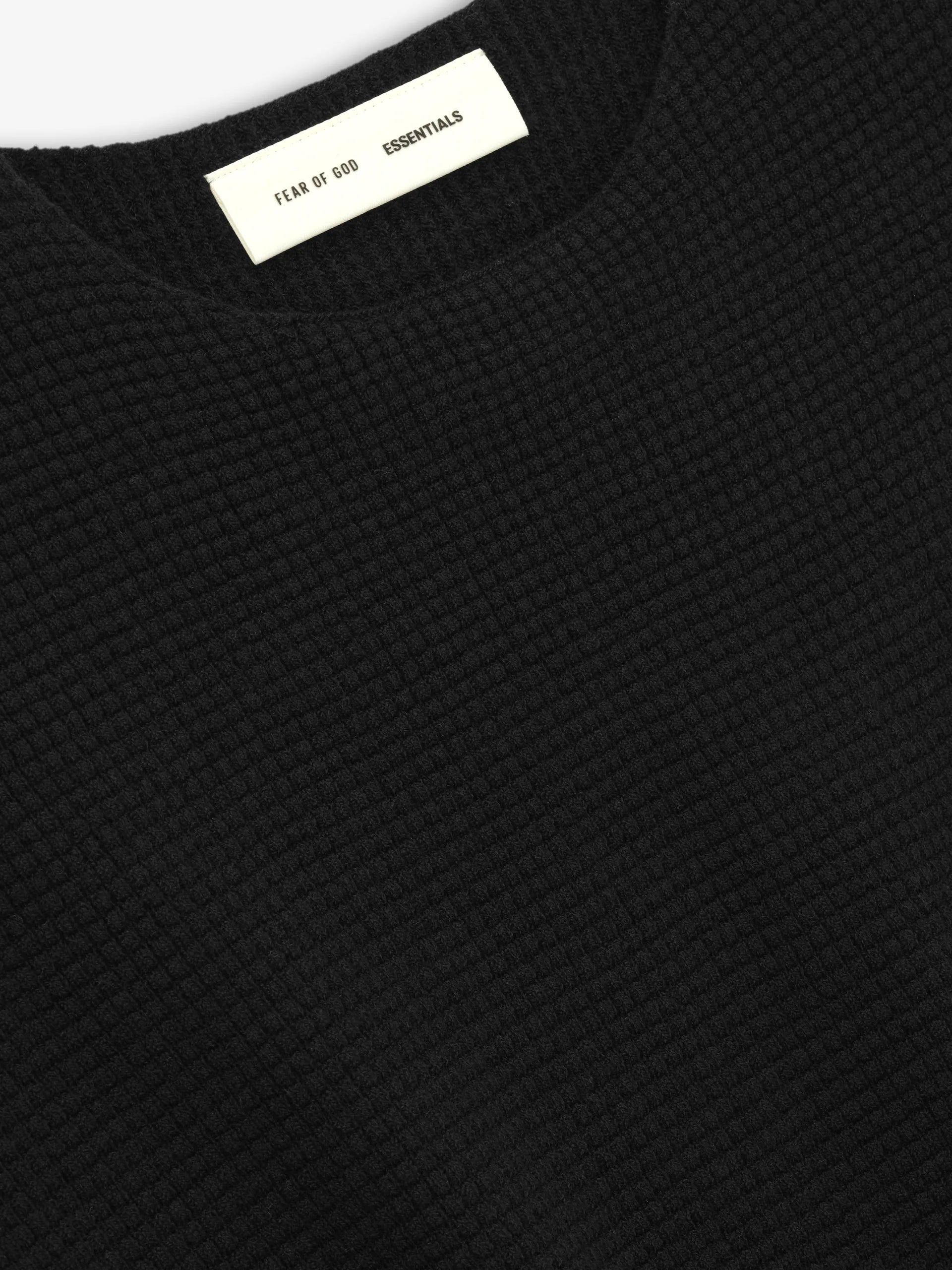 Fear of God ESSENTIALS Waffle Short Sleeve Sweater in Jet Black