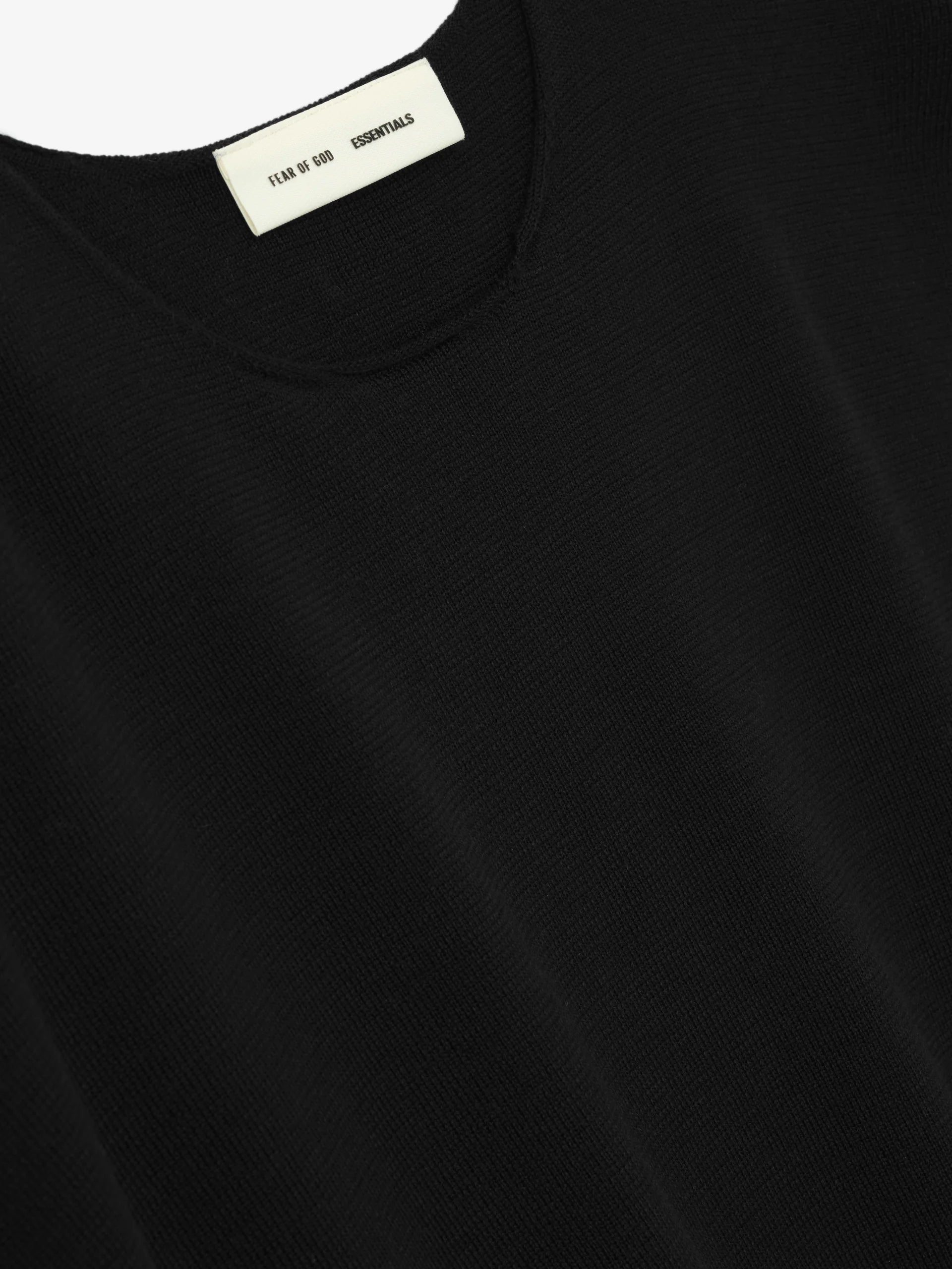 Fear of God ESSENTIALS Merino Long Sleeve Crewneck Sweater in Jet Black