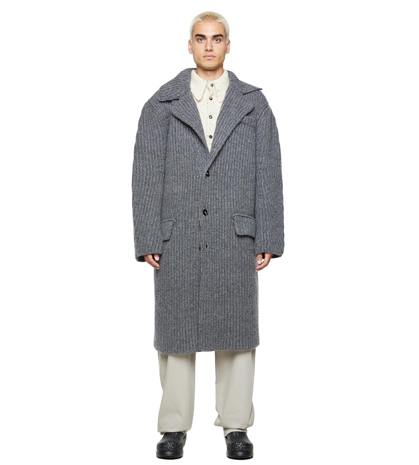 Felted Wool Knitted Coat Grey