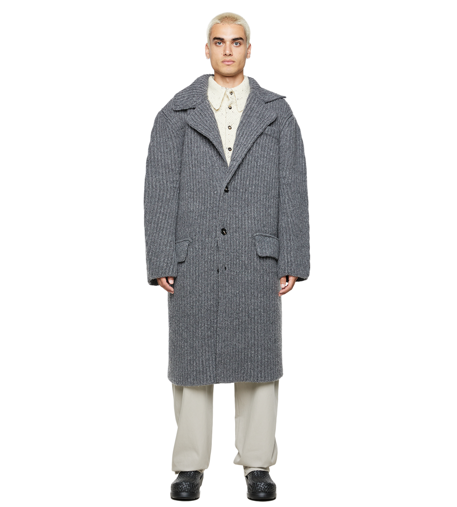 Felted Wool Knitted Coat Grey