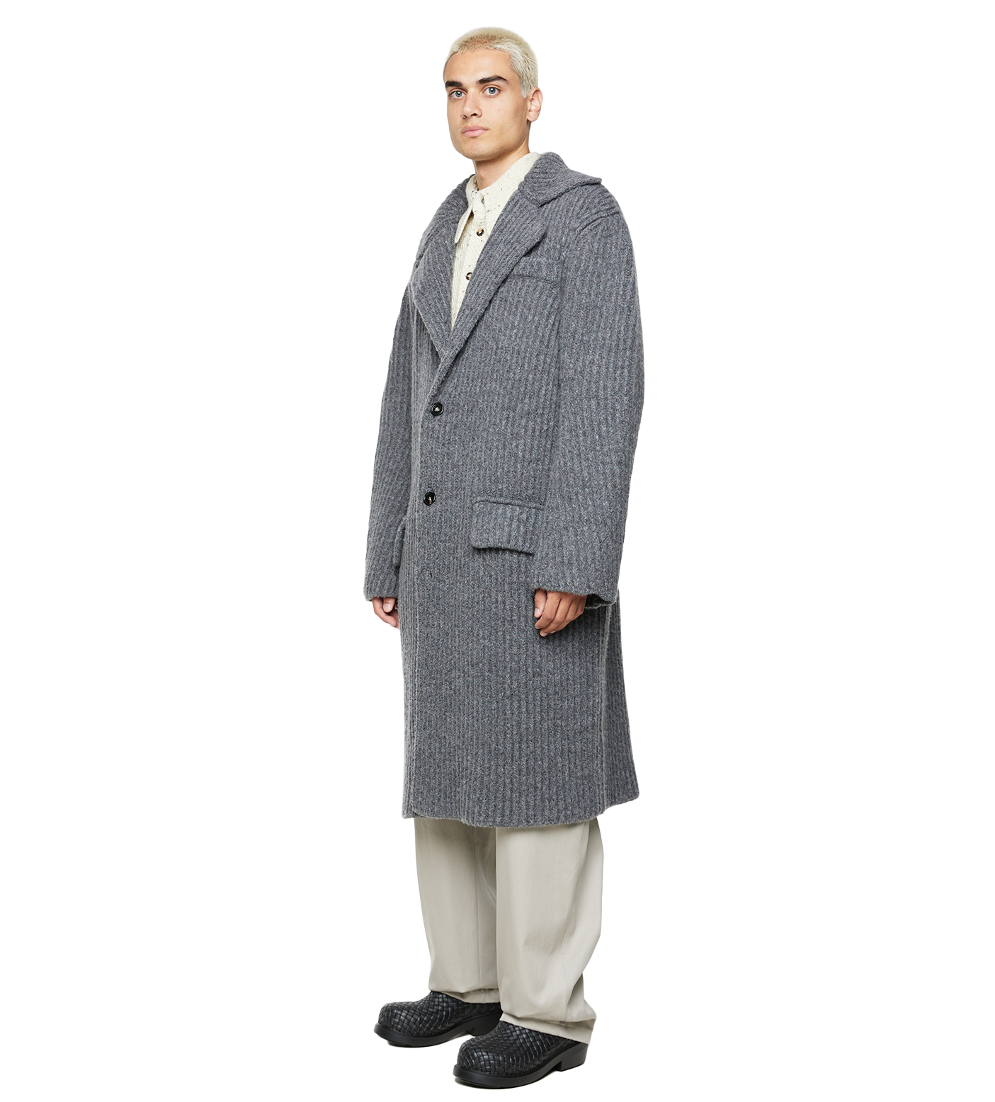 Felted Wool Knitted Coat Grey