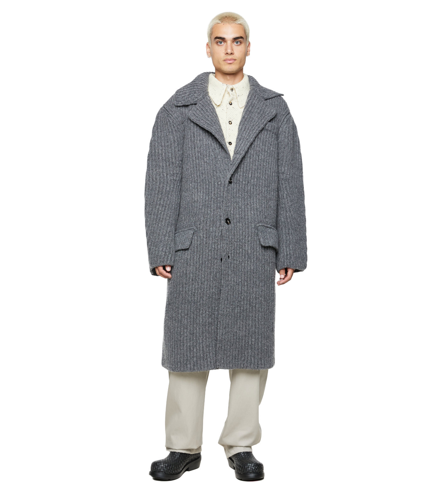 Felted Wool Knitted Coat Grey