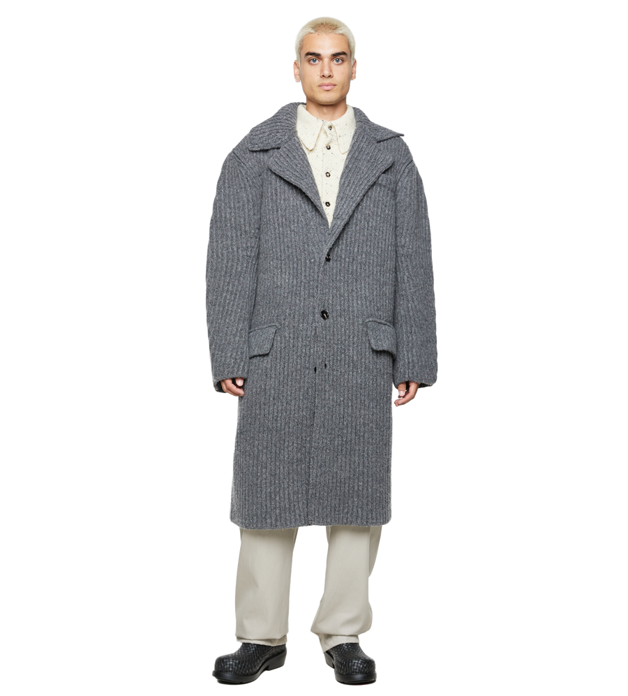 Felted Wool Knitted Coat Grey