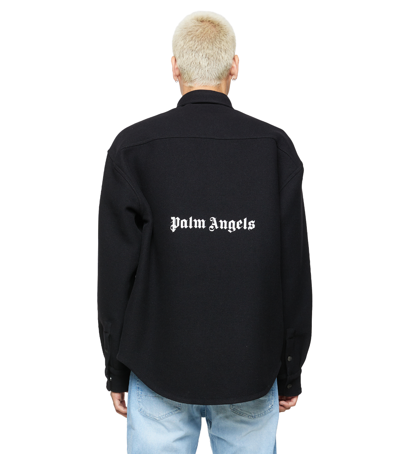 Logo-Embroidered Twill Shirt Jacket Black