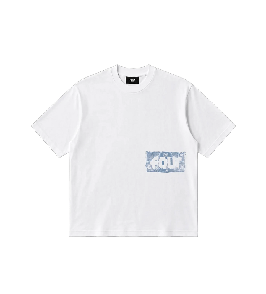 Painted Logo Boxy T-shirt White/ Soft Blue