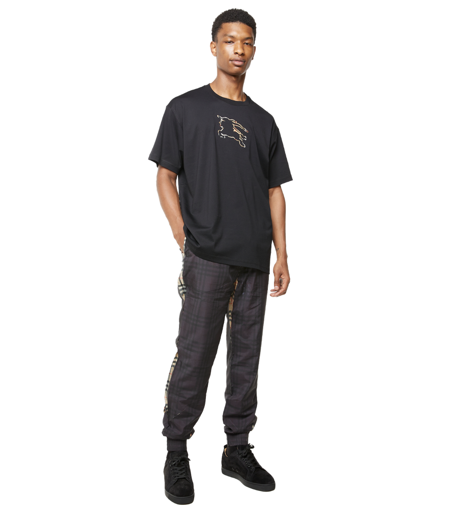 Sliced Check Jogging Pants Black