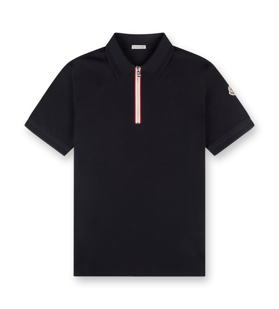 Trim Cotton Piquet Polo Shirt Dark Blue