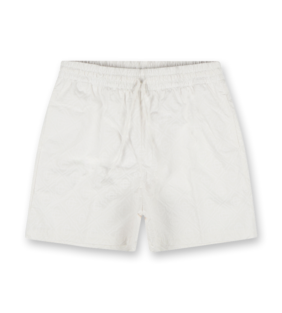 Monogram Drawstring Shorts White