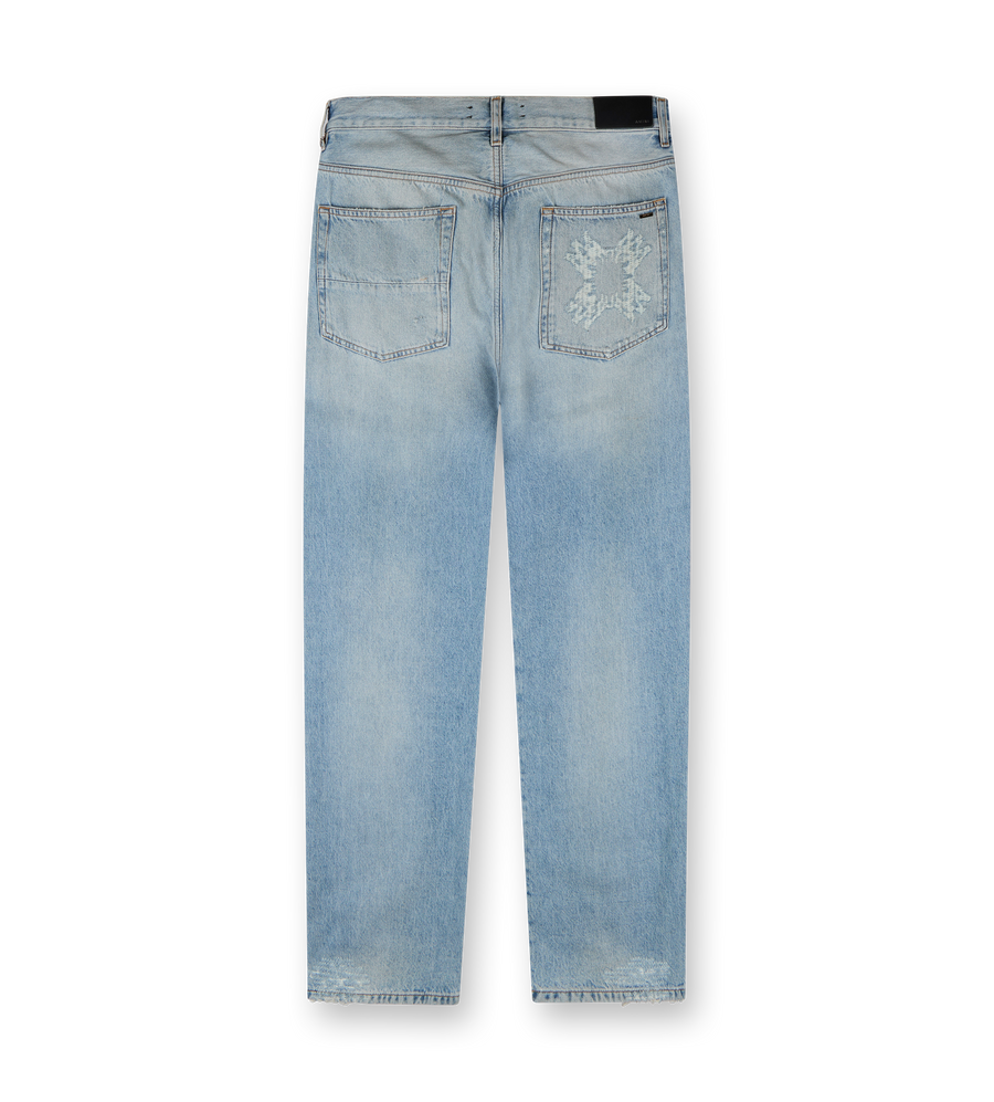 Blue Quad Repaired Straight Jeans