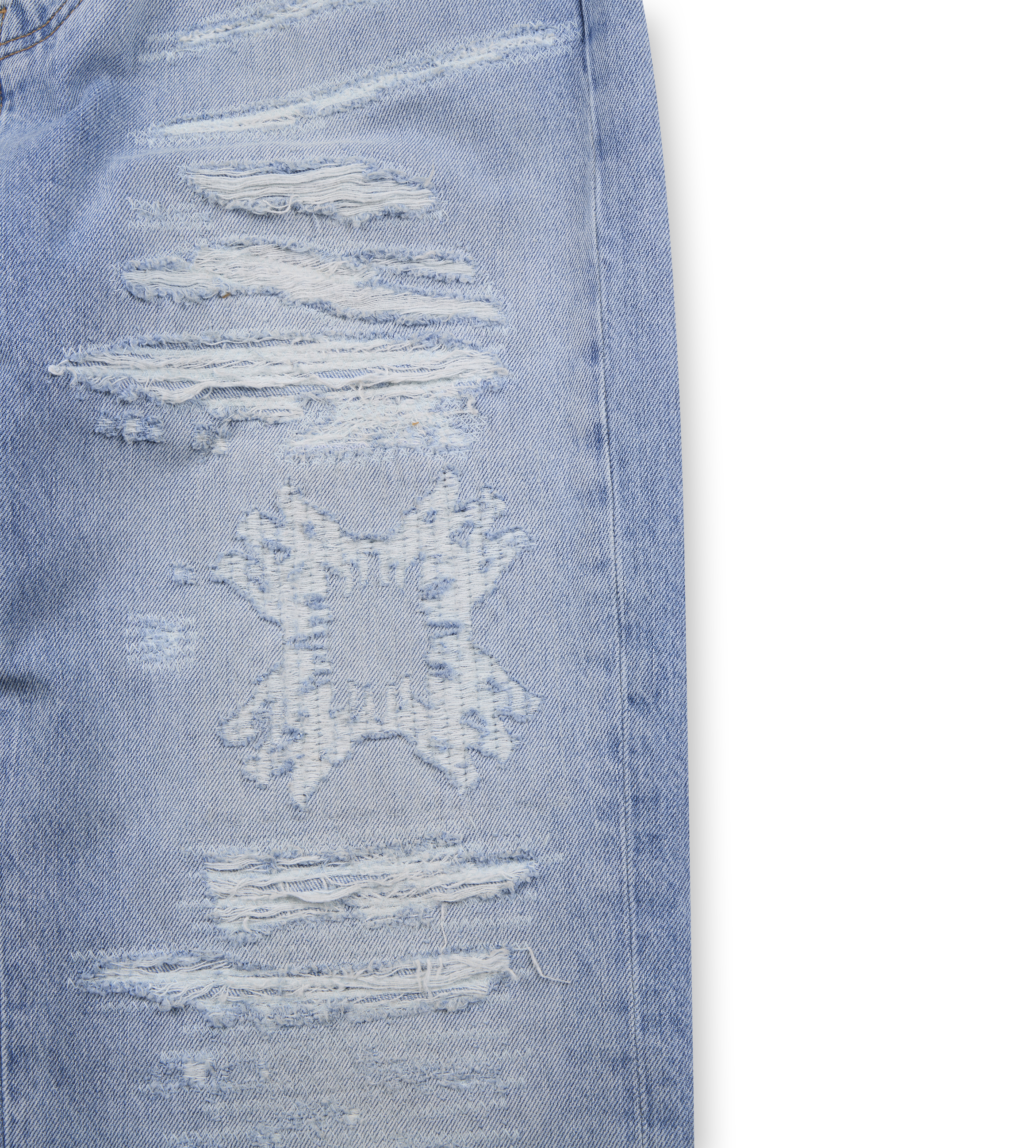 Blue Quad Repaired Straight Jeans