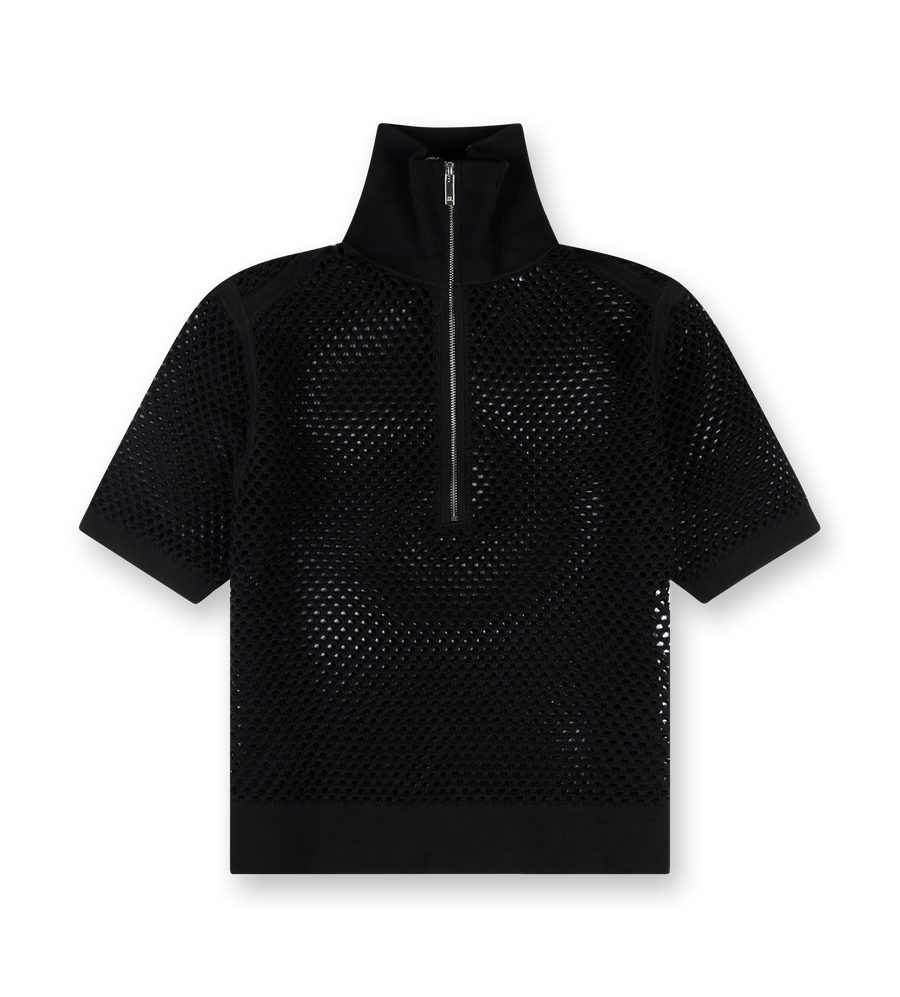Mesh Quarter-Zip Shirt Black