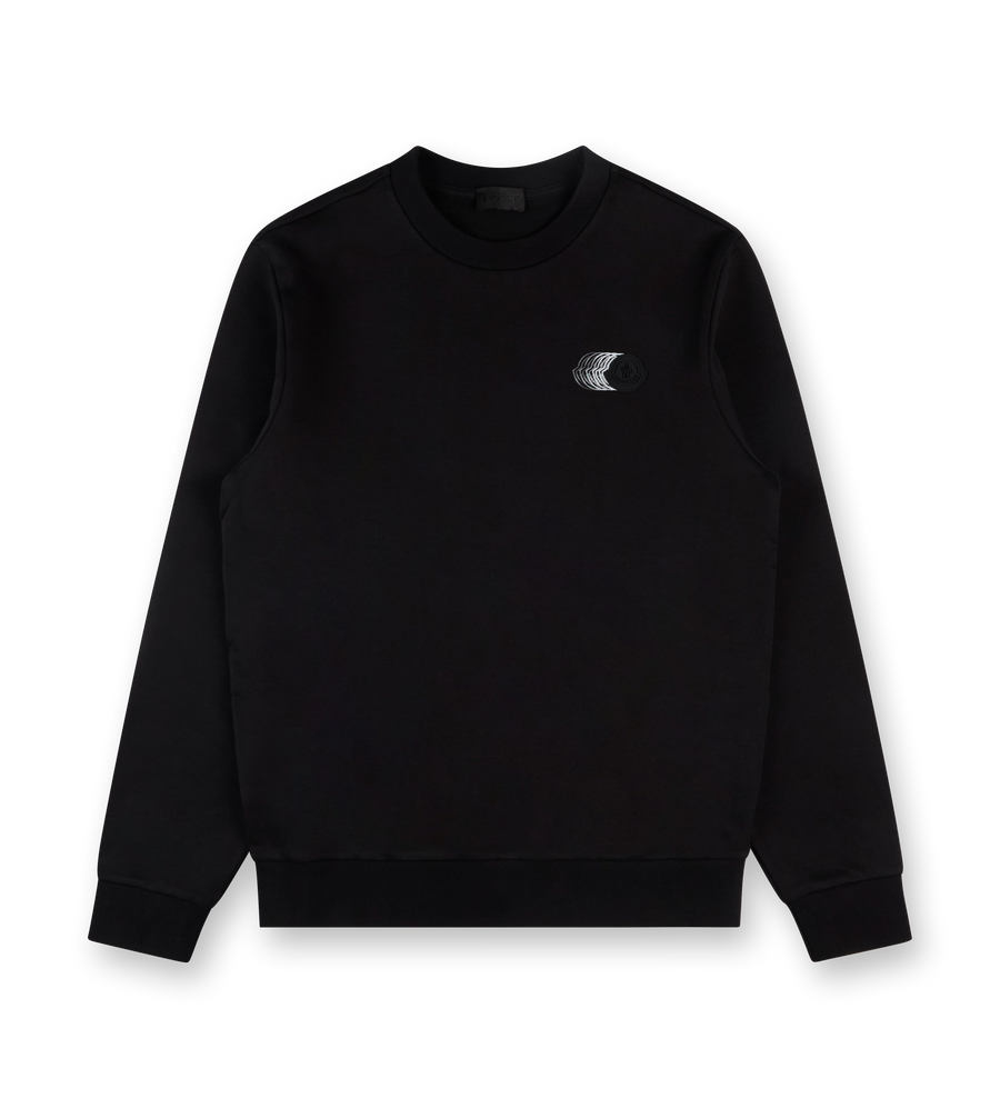 Faded Logo Motif Cotton Sweatshirt Black