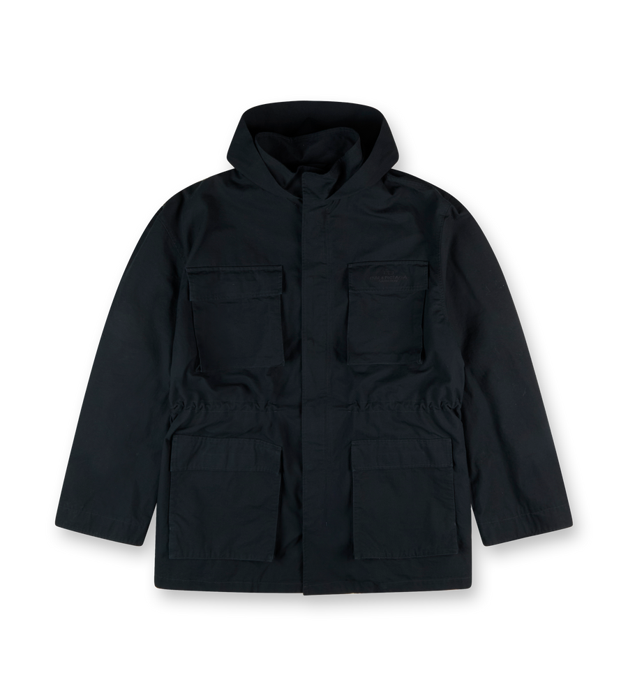 Cotton Uniform Parka Jacket Black