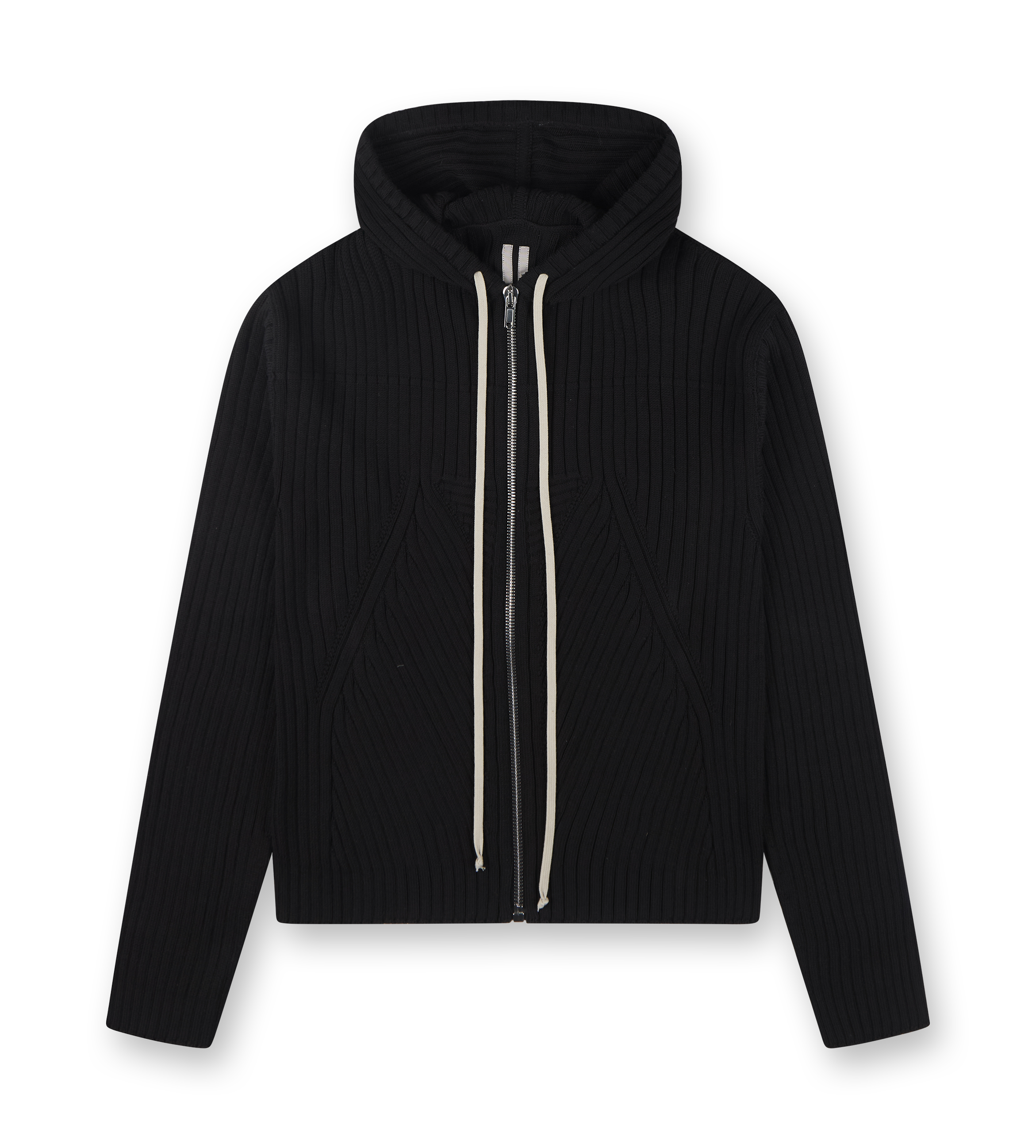 Knit Sweater Zipped Hoodie Black