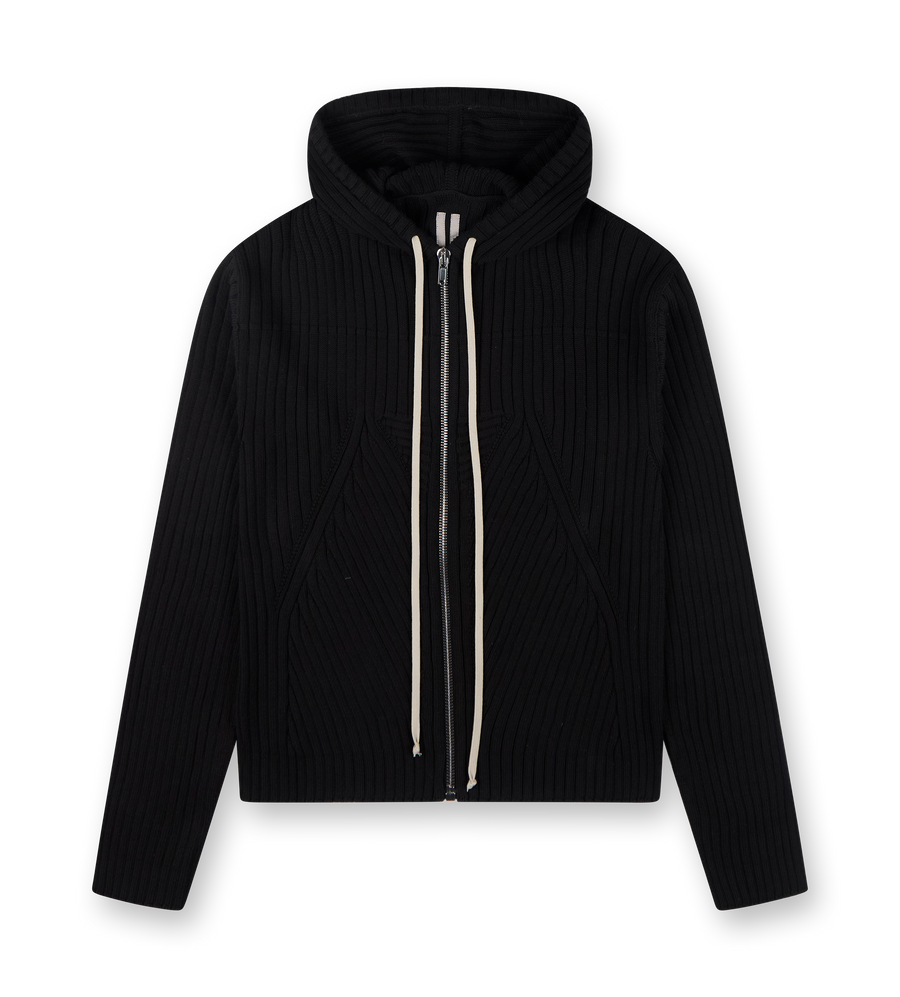Knit Sweater Zipped Hoodie Black