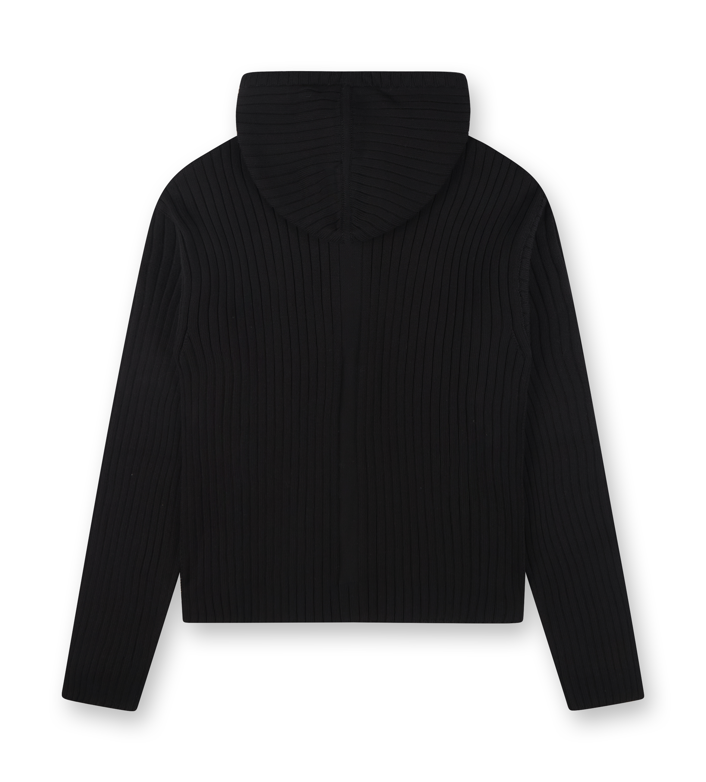 Knit Sweater Zipped Hoodie Black