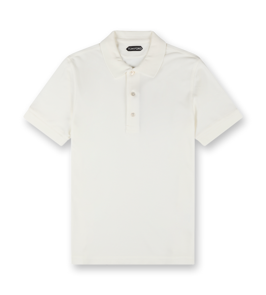 Cut and Sewn Knitted Polo Shirt White