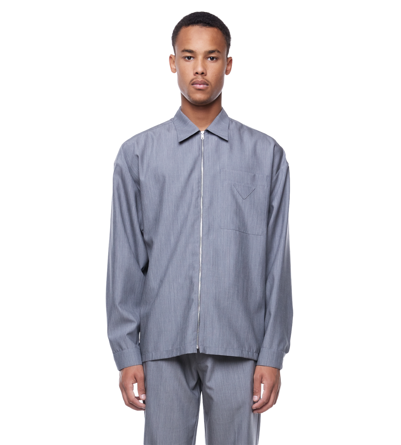 Zip-up Shirt Grey