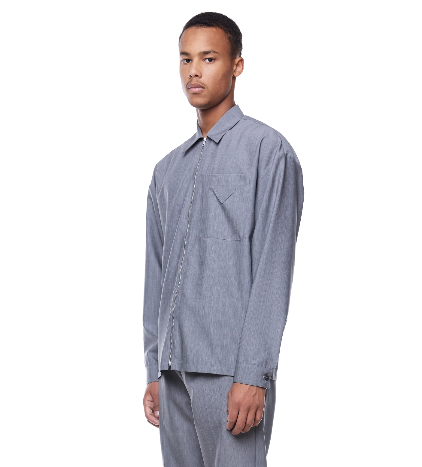 Zip-up Shirt Grey