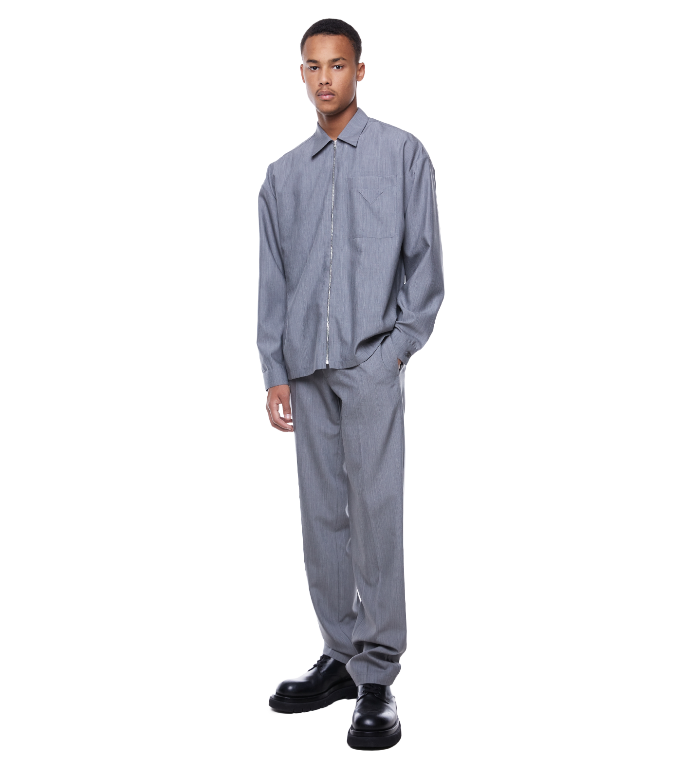 Zip-up Shirt Grey