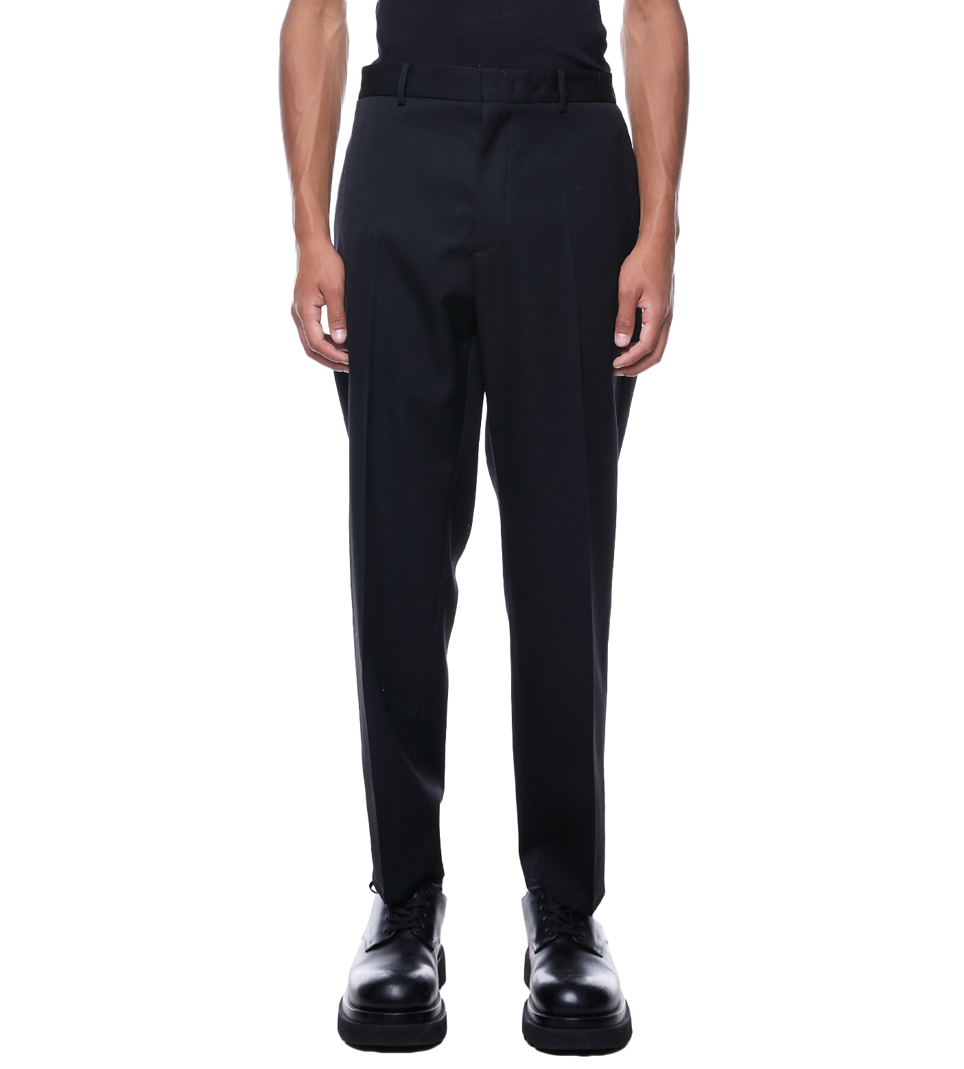 Straight-leg Wool Trousers Black
