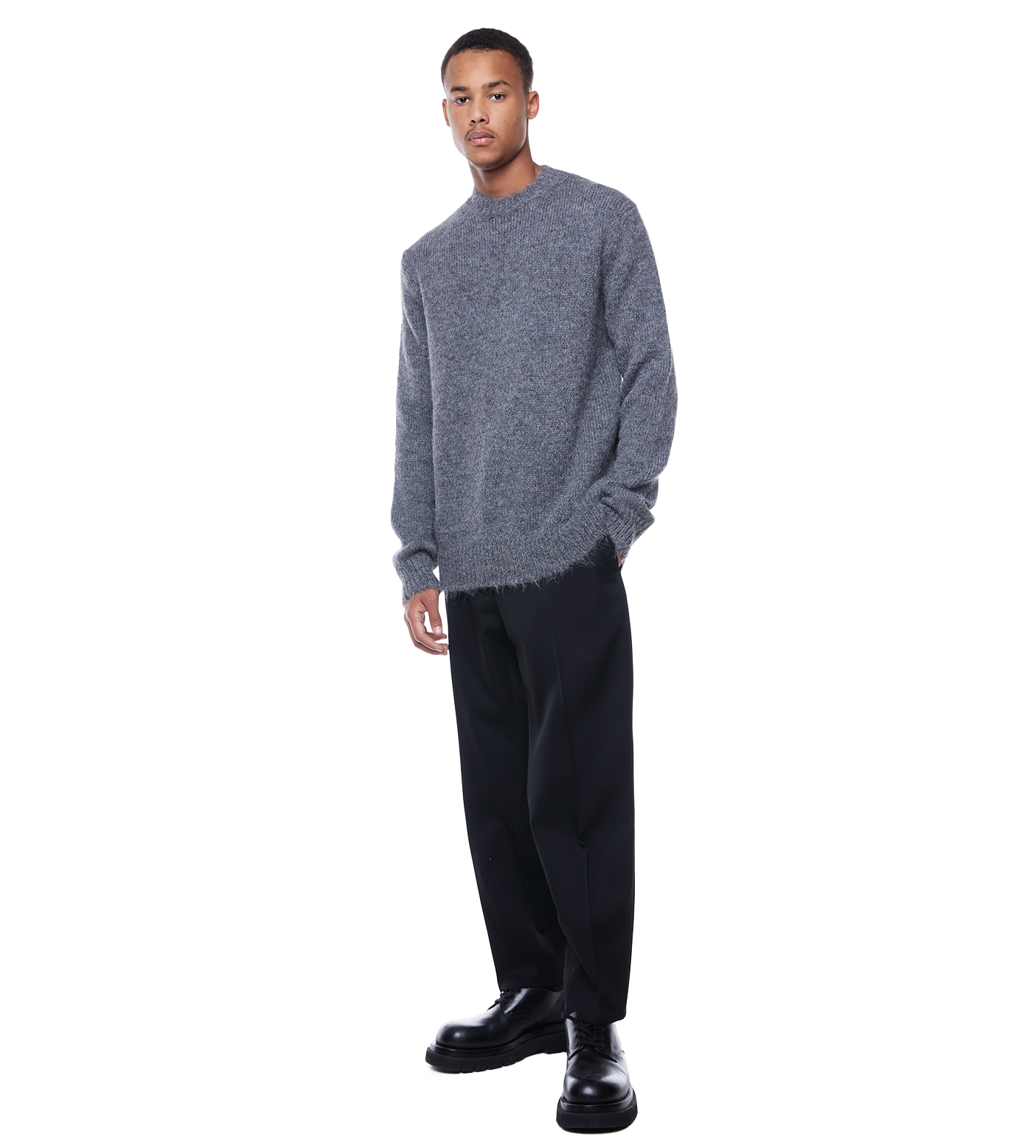 Straight-leg Wool Trousers Black