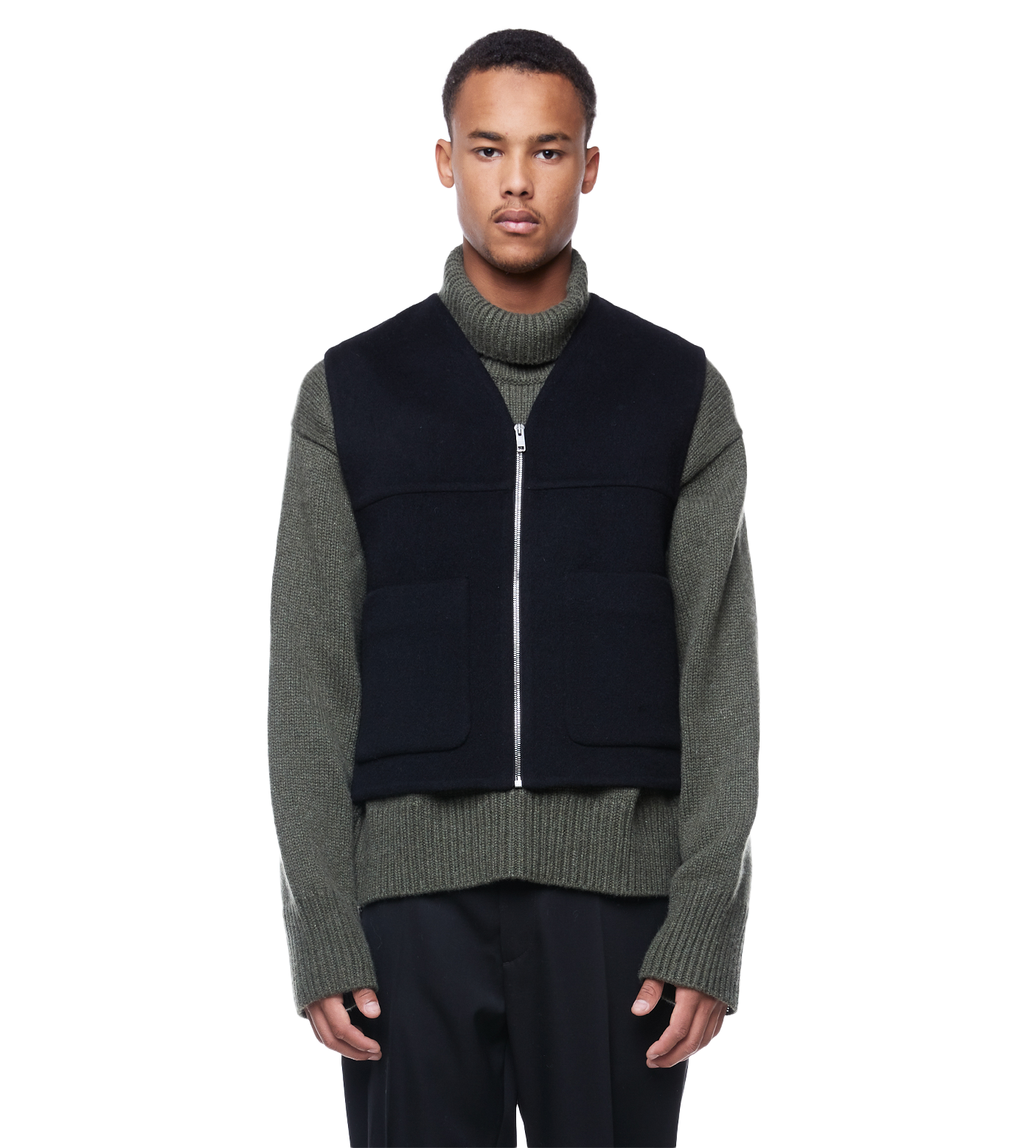 Double Face Wool Waistcoat Black