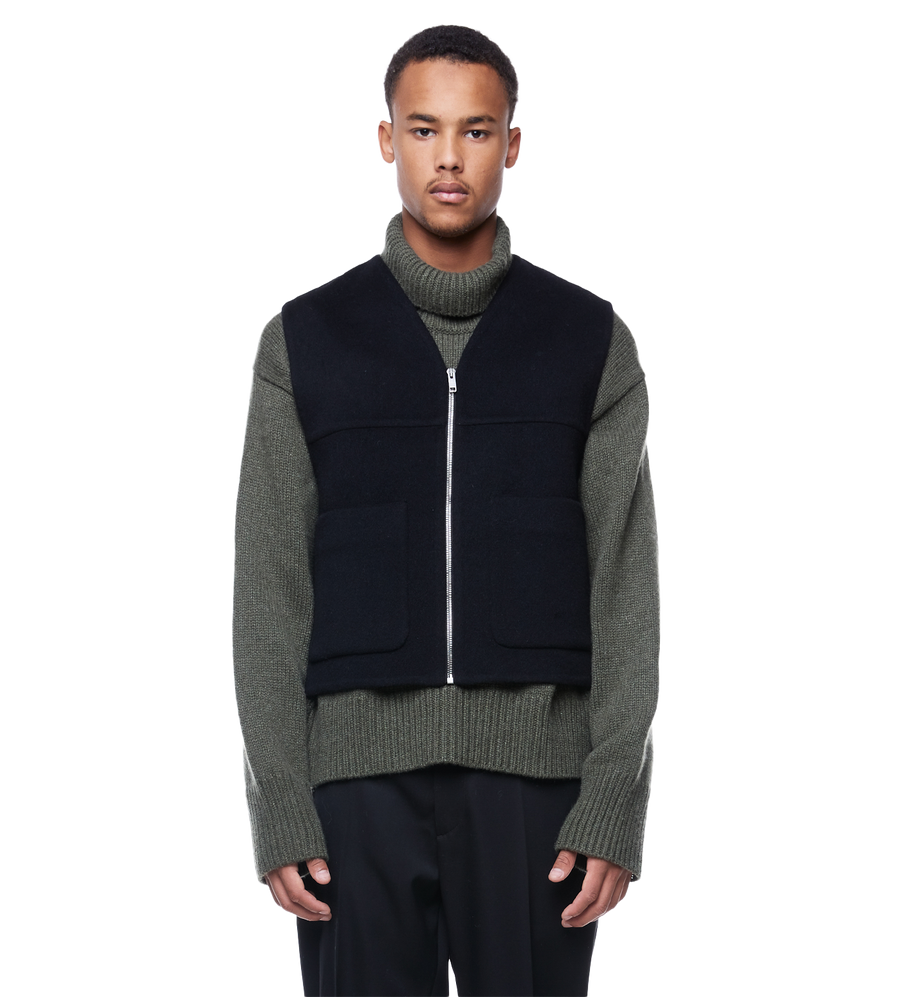 Double Face Wool Waistcoat Black