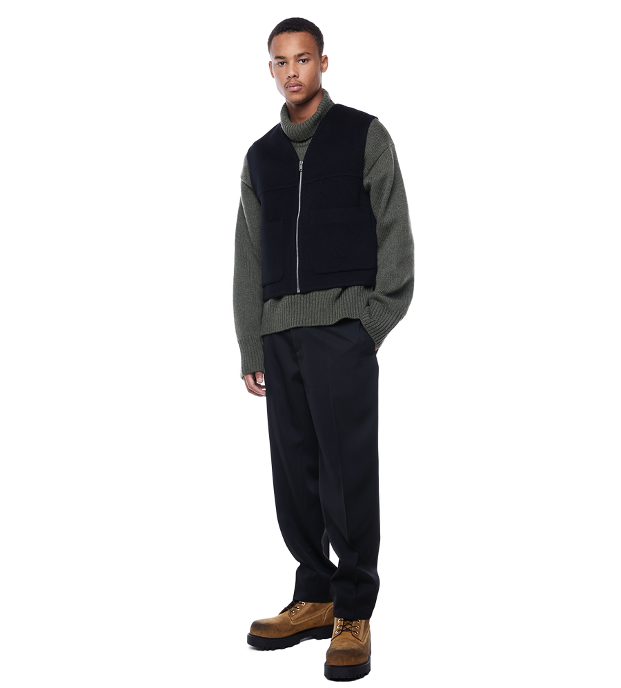 Double Face Wool Waistcoat Black
