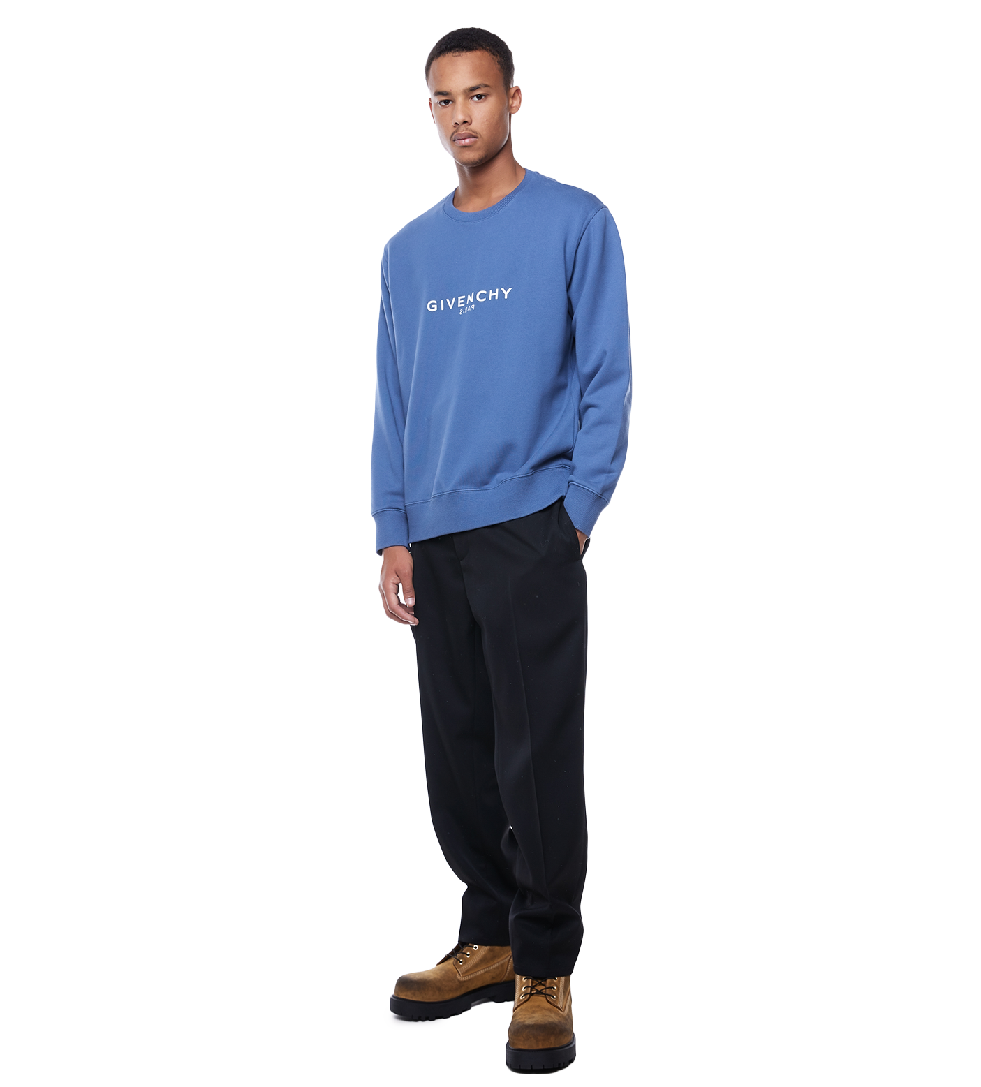 Reverse Print Sweater Military blue