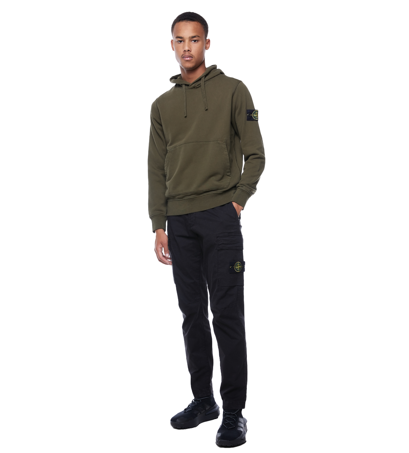 Compass-patch Pullover Hoodie Green