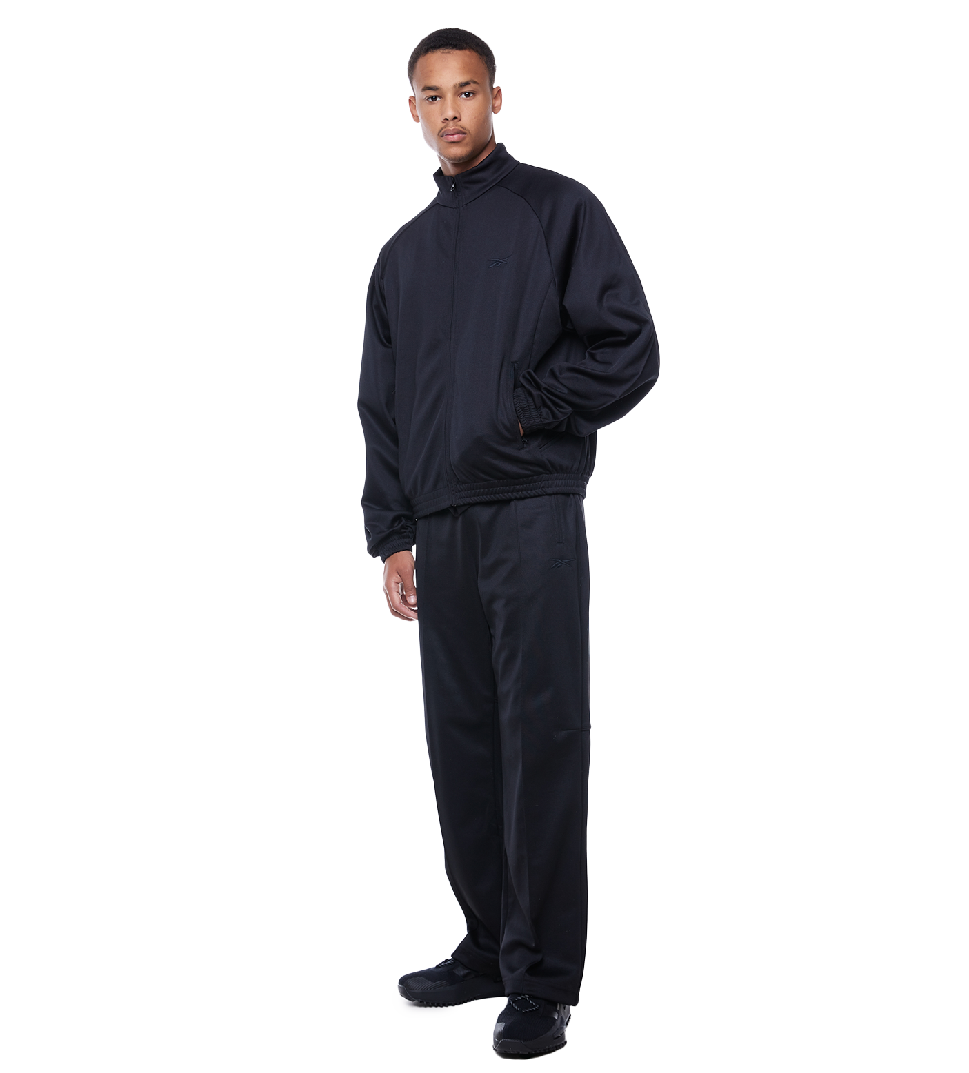 Piped-trim Track Jacket Black
