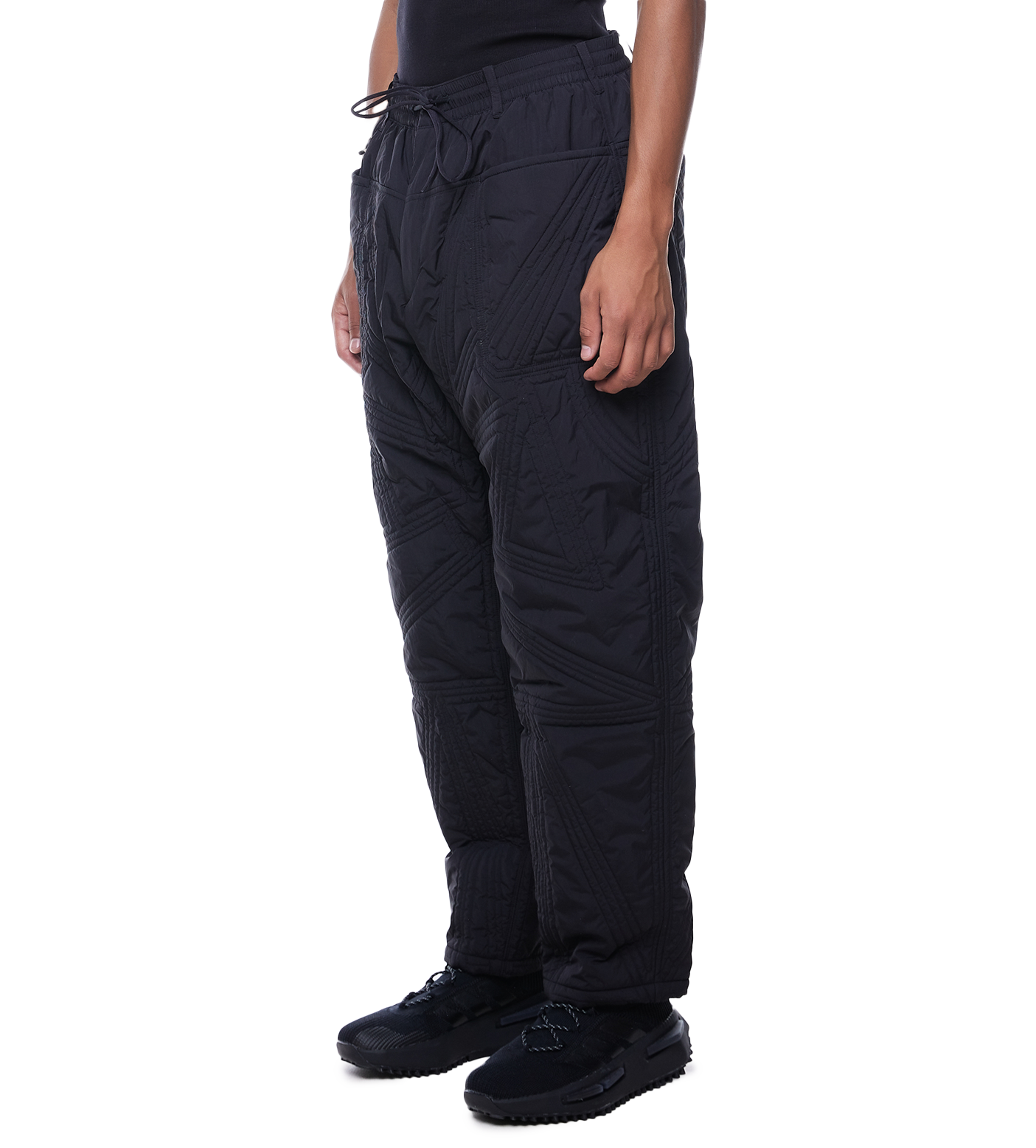 Quilted Cotton Track Pants Black