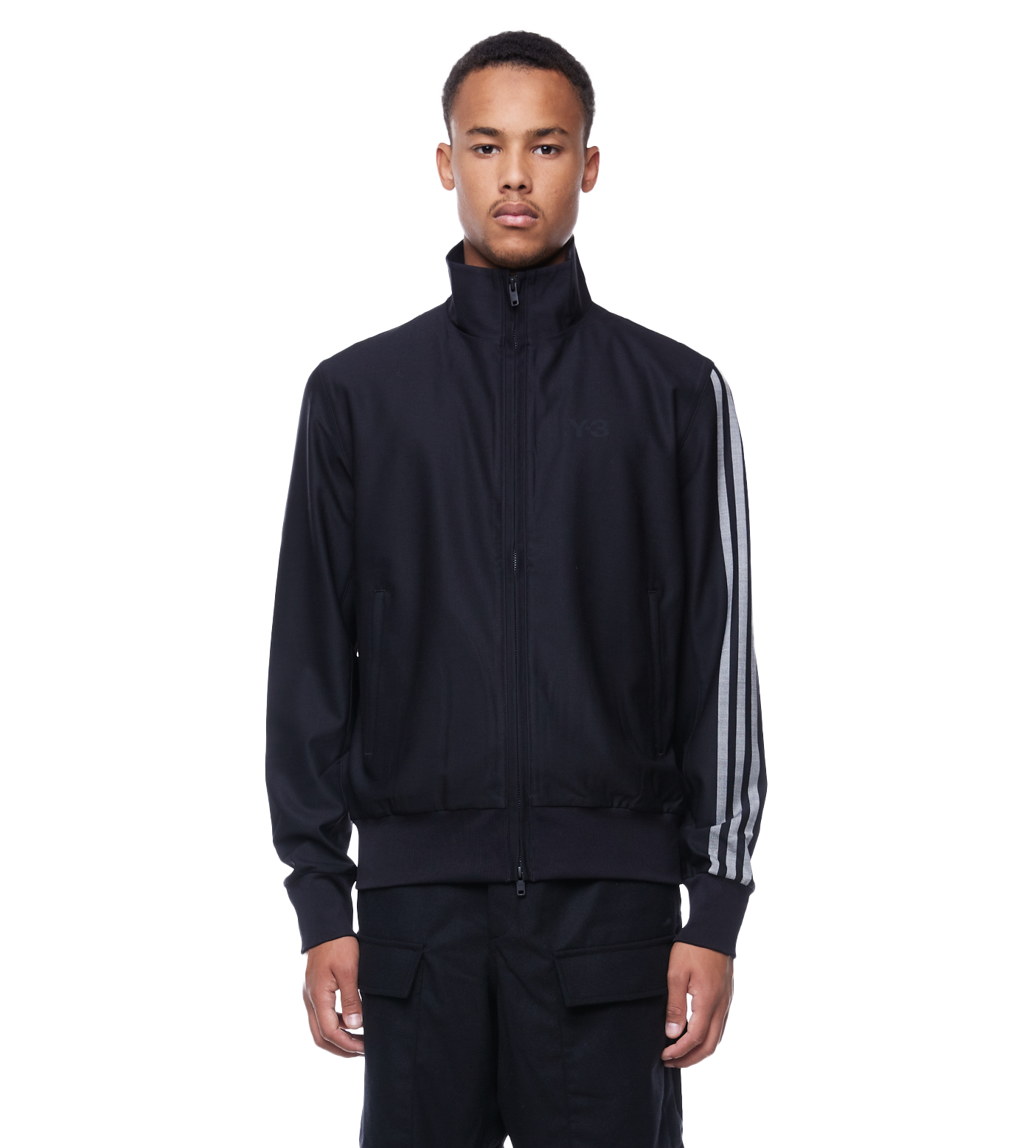 Funnel Neck Zip-up Track Jacket Black