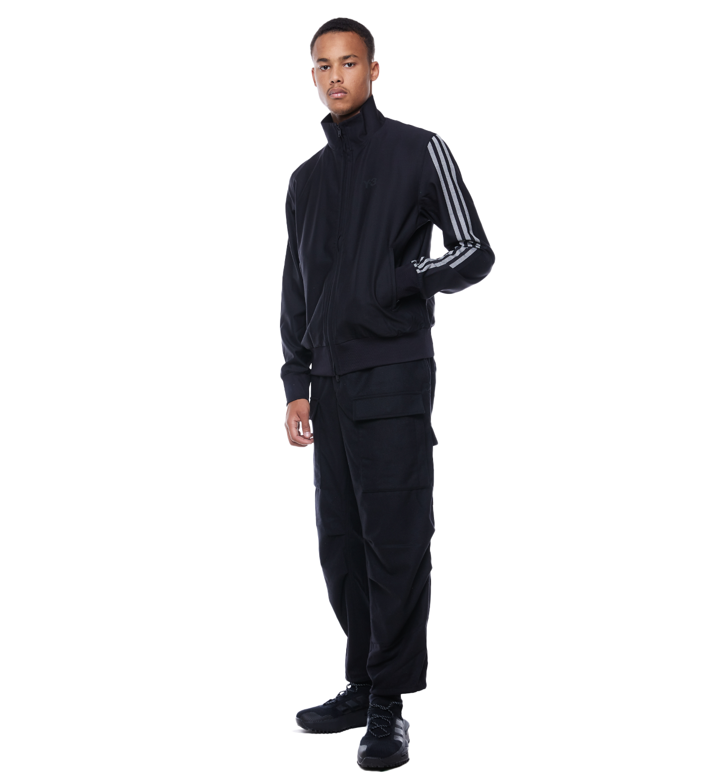Funnel Neck Zip-up Track Jacket Black