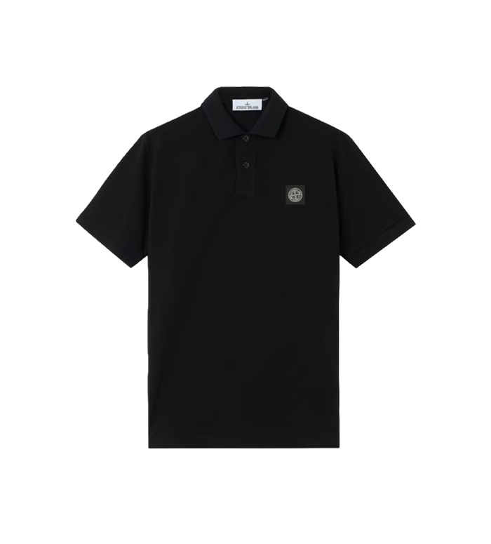 Organic Cotton Piqué Stretch Polo Shirt Black