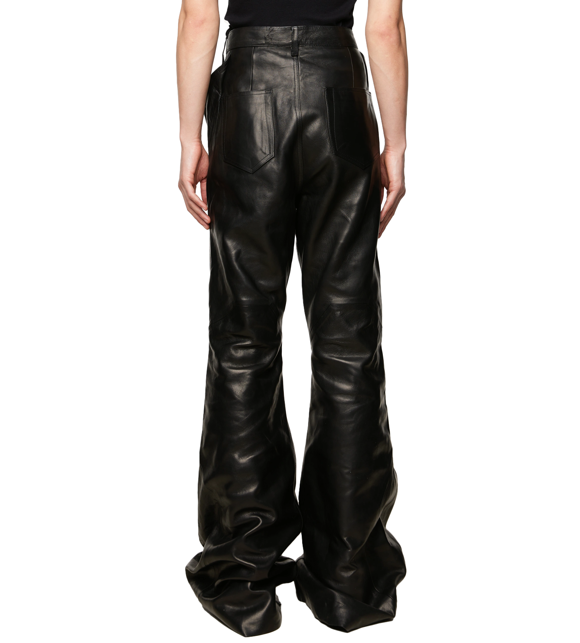 Slivered Leather Pants Black