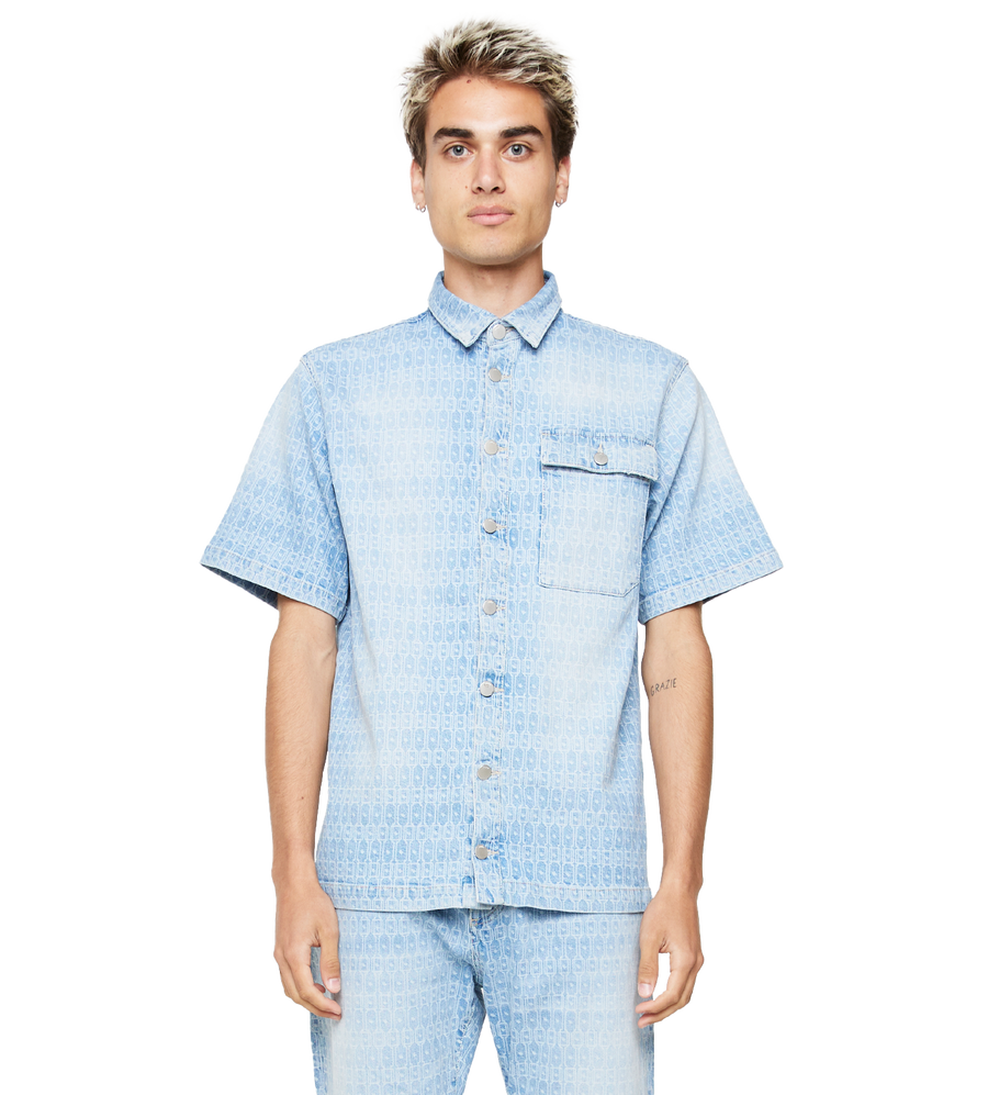 C5 Denim Shirt Monogram Laser Light Wash
