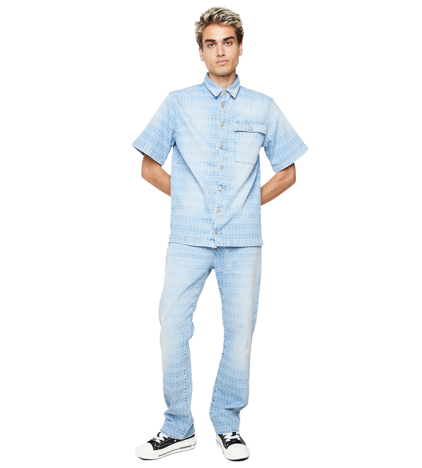 C5 Denim Shirt Monogram Laser Light Wash
