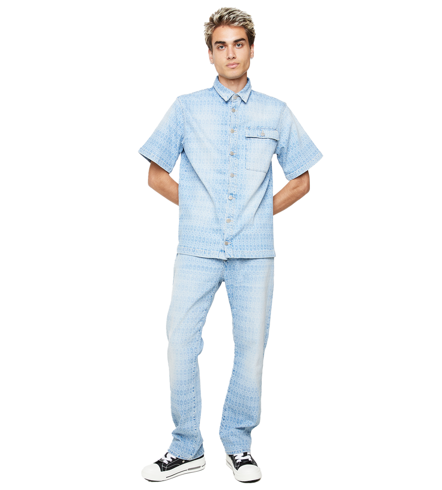 C5 Denim Shirt Monogram Laser Light Wash
