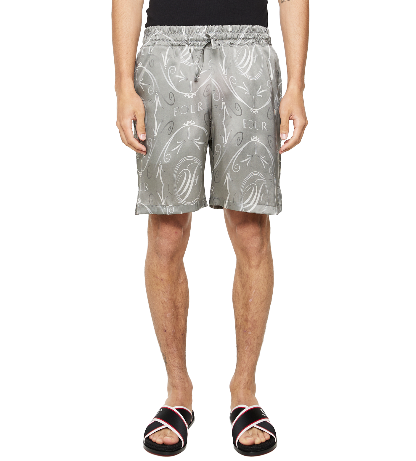 C5 Silk Short Allover Print Limestone