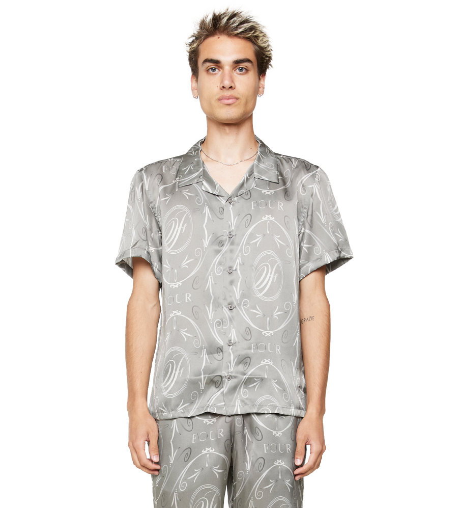 C5 Silk Shirt Allover Print Limestone