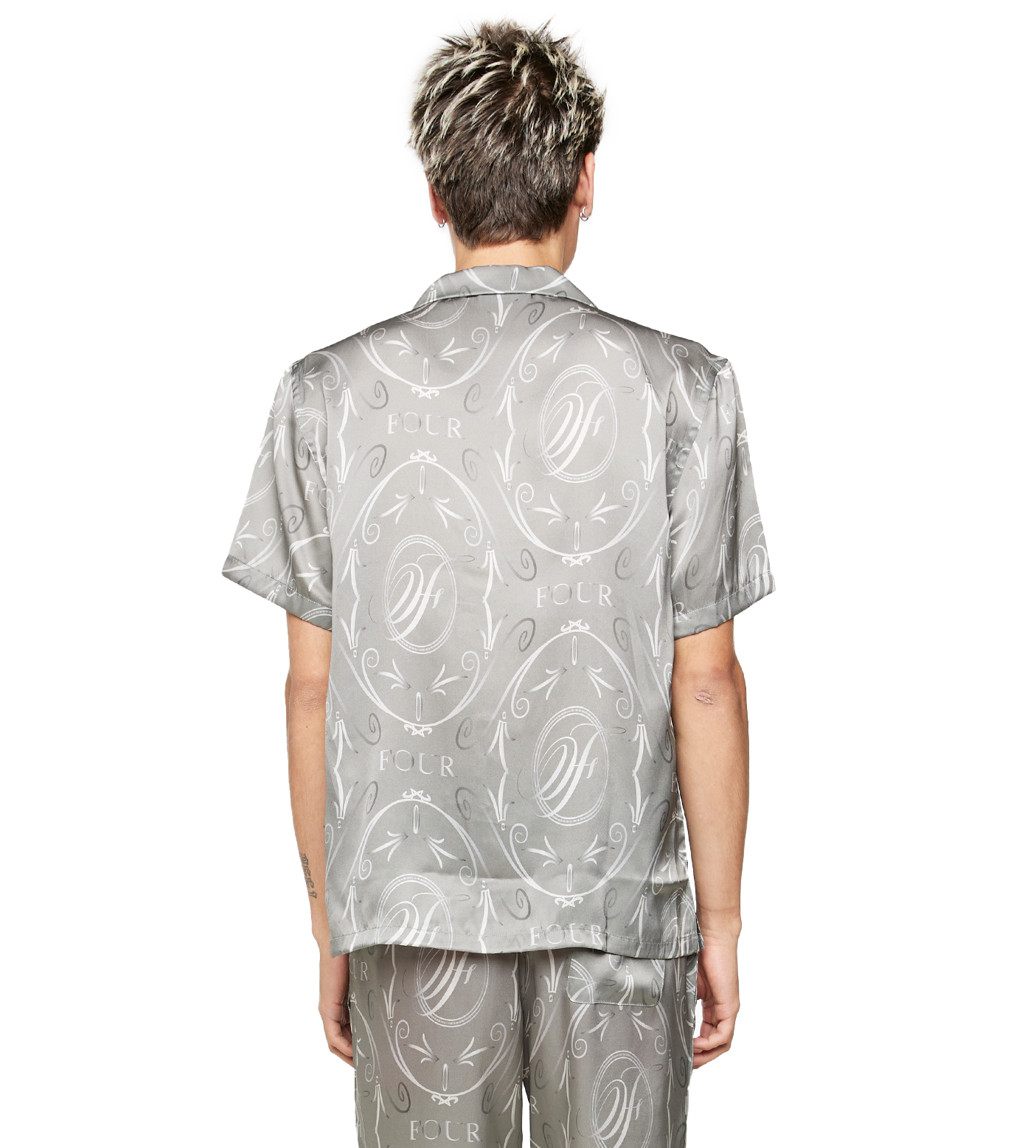 C5 Silk Shirt Allover Print Limestone