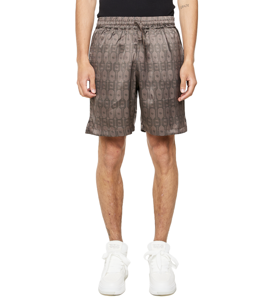 C5 Silk Short Monogram Deep Taupe