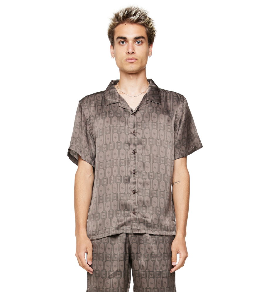 C5 Silk Shirt Monogram Deep Taupe
